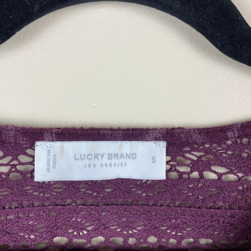 Lucky‎ Brand Boho Crochet Lace Blouse Purple Flowy Festival Peasant Indie Top S - Picture 4 of 8